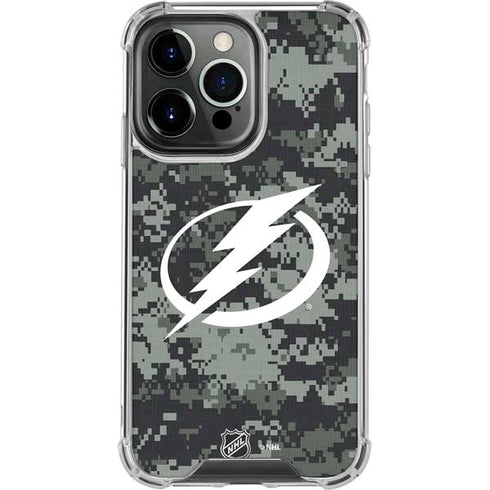 NHL Tampa Bay Lightning Camo iPhone 15 Pro Clear Case
